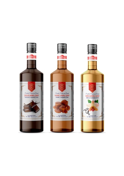 Nish Vanilya,karamel,çikolata Aromalı Şurup 3 X 700 Ml - Pet Şişe
