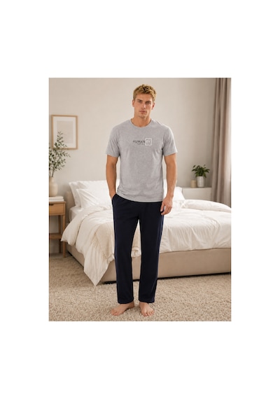 Pijamask Erkek Gri Melanj Humanity Baskılı Pamuklu Uzun Pantolonlu Pijama Takımı Rahat Ev Giyim Gri Pijamask Erkek Gri Melanj Humanity Baskılı Pamuklu Uzun Pantolonlu Pijama Takımı Rahat Ev Giyim Gri