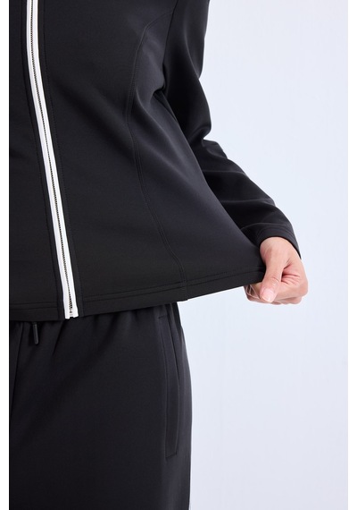 Defacto Standart Fit Dik Yaka Fermuarlı Skuba Dalgıç Kumaş Basic Sporcu Hırka H8523ax26aubk81 Siyah-bk81