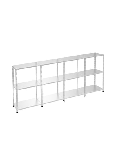 Raf Burada  3 Katlı 4'lü Galvaniz Çelik Raf - Depo, Arşiv, Kiler, Dosya, Market Rafı-31x93 cm-50 cm-0.70 mm