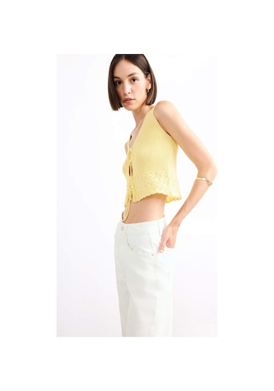 Defacto V Yaka Önden Bağlamalı Triko Bluz G0684ax25smyl501 Sari