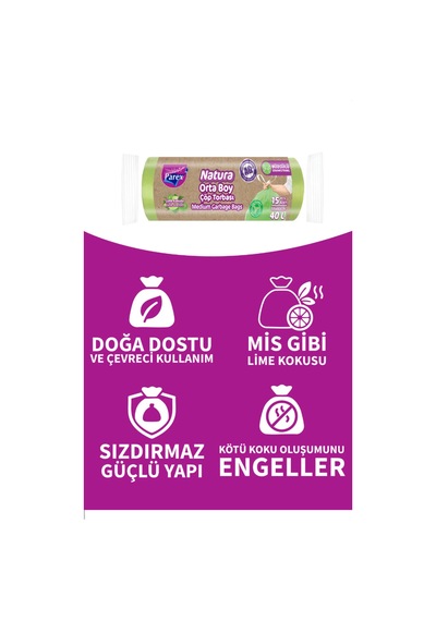 Natura Büzgülü Çöp Torbası Orta Boy 55 X 60 Cm Ntr05