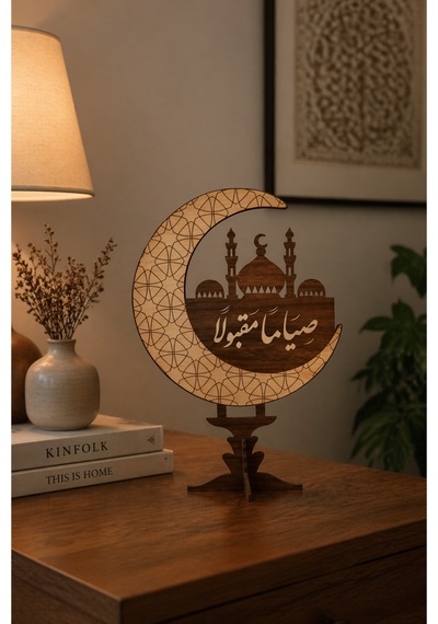 Lazer Kesim Ahşap Ramazan Camii Masa Süsü İslami Dekorasyon