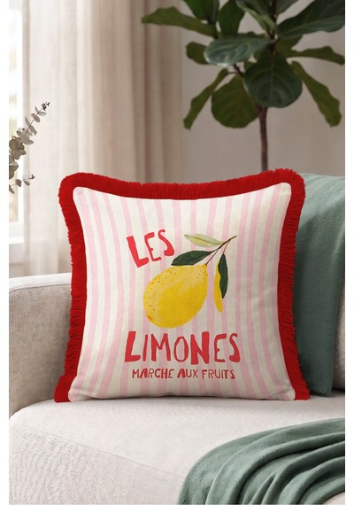 Limon Çizgili Akdeniz Saçaklı Yastık Kılıfı - Meyve Retro Pembe Sarı Kırmızı Püsküllü Kırlent Kılıfı Serin Düş Opal Limon Çizgili Akdeniz Saçaklı Yastık Kılıfı - Meyve Retro Pembe Sarı Kırmızı Püsküllü Kırlent Kılıfı Serin Düş Opal