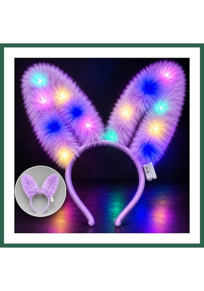 Bezos 3 Modlu Led Işıklı Peluş Tavşan Kulağı Lila Renk Bzs01 Diğer