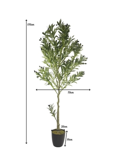 Yapay Zeytin Ağacı Lüks 170cm Doğal Gövdeli Gerçek Görünümlü Yapay Ağaç 1391 Siyah