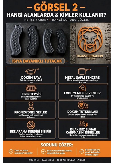 Tr Isıya Dayanıklı Tava Tencere Kulp Tutacağı 4'lü Takım, Termoplastik Kauçuk Genel