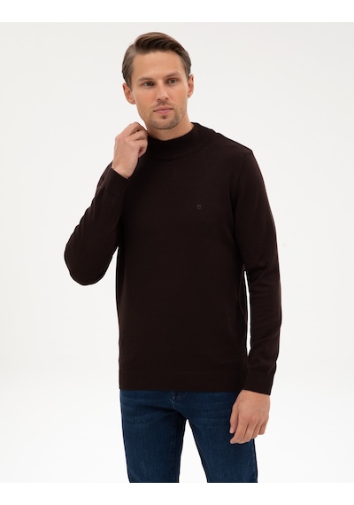 Pierre Cardin Koyu Kahverengi Slim Fit Yarım Balıkçı Yaka Basic Triko Kazak 50315457-vr084 Pierre Cardin Koyu Kahverengi Slim Fit Yarım Balıkçı Yaka Basic Triko Kazak 50315457-vr084