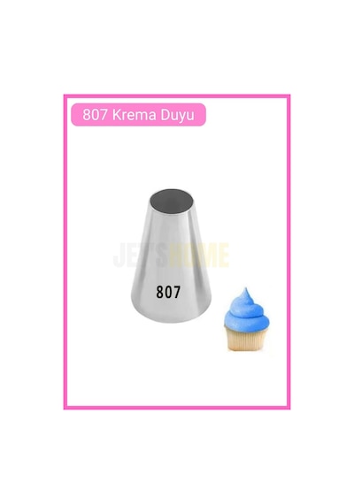 807 Yuvarlak Desen Krema Duyu Büyük Boy Pasta Duyu Paslanmaz Çelik Krema Torbası Ucu 3.5x1.6x5.2 Cm Metalik Gri