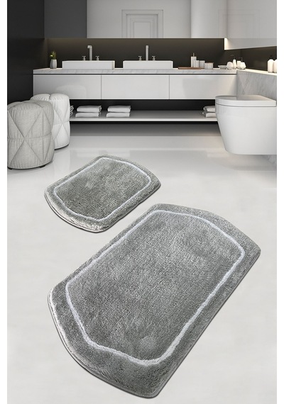 Genom Gri Ikili Set Banyo Halısı Gri