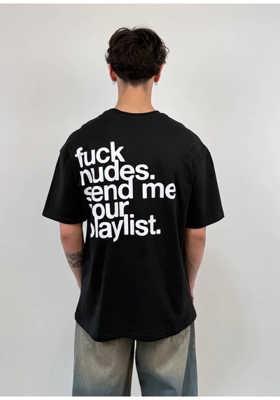 Zaee Playlist Oversize Baskılı Tişört Çok Renkli