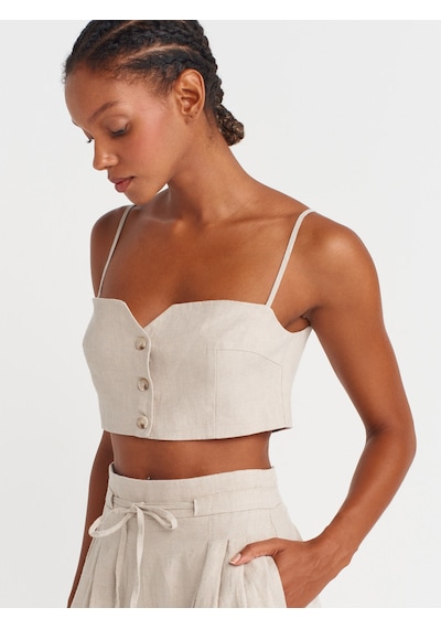 Dilvin 60598 Düğmeli Crop Yelek-taş Taş