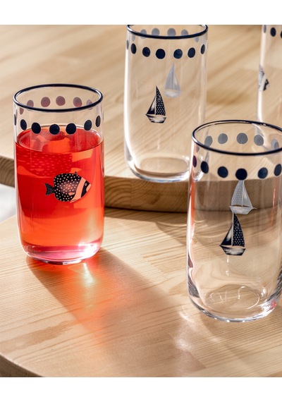 Madame Coco Musette-marine Duo 4'lü Meşrubat Bardağı - Şeffaf - 365 Ml 8684427353158 Çok Renkli