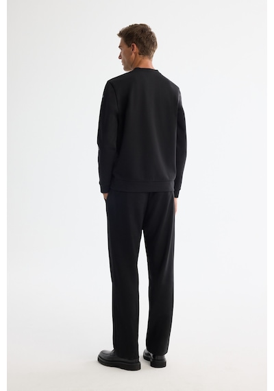 Avva Erkek Siyah Bisiklet Yaka Pamuklu Baskılı Regular Fit Sweatshirt A42y1285