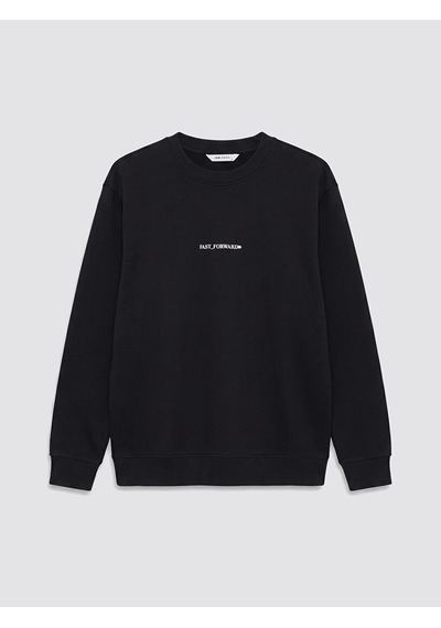 Lcw Vision Siyah Bisiklet Yaka Slogan Baskılı Erkek Sweatshirt