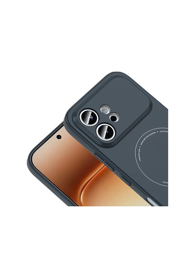 Honor 600 5g Kılıf M-safe Şarj Özellikli Kamera Korumalı Zore Elio Sert Pc Kapak - Lacivert
