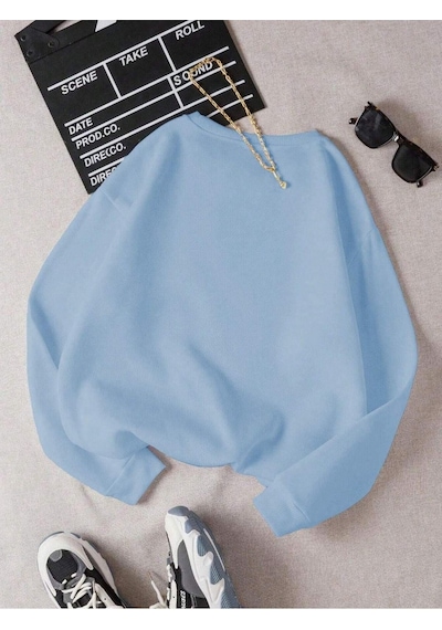 Love Yazı Sweatshirt - Bebe Mavisi Baskılı Oversize Kalın Kışlık Bisiklet Yaka Bebe Mavisi Love Yazı Sweatshirt - Bebe Mavisi Baskılı Oversize Kalın Kışlık Bisiklet Yaka Bebe Mavisi