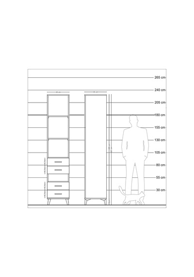 Hyperion Dolap 4 Raflı 4 Çekmeceli 44x44x221 Aytaşı-antrasit Aytaşı