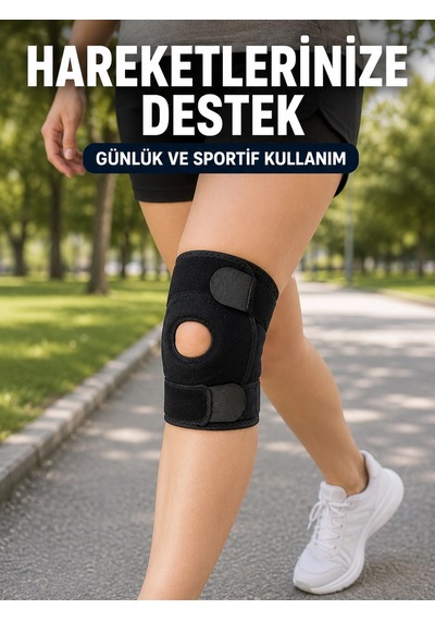 Trendexa Mey İthalat Ayarlanabilir Patella Dizlik Esnek Cırtlı Diz Kapağı Destekleyici Kısa Dizlik