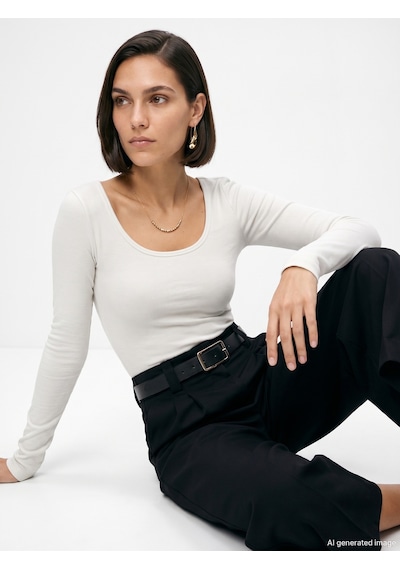 Dilvin 33237 Bra-free Uzun Kollu Top Ekru
