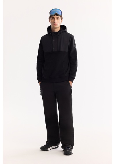 Avva Erkek Siyah Kapüşonlu Soft Touch Polar Regular Fit Sweatshirt A52y1268