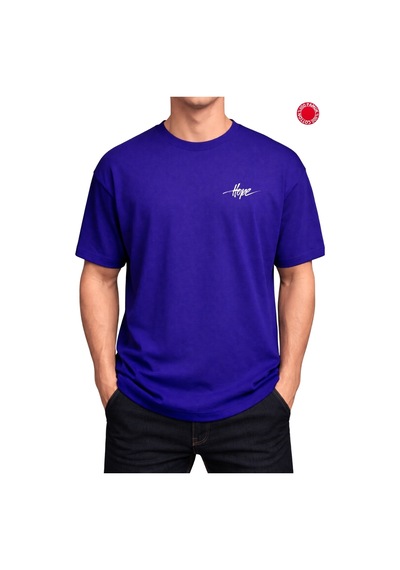 Hope Baskılı Saks Mavi Oversize Tişört - %100 Pamuk Saks Mavi Hope Baskılı Saks Mavi Oversize Tişört - %100 Pamuk Saks Mavi