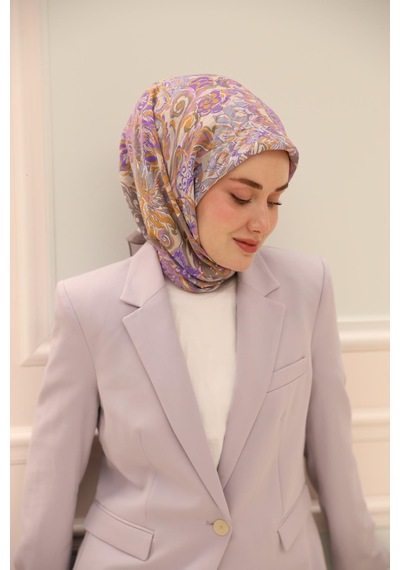 Silk Home Olinda İpek Eşarp 47002-18 Gri, Mor, Lila, Hardal, Mavi Gri