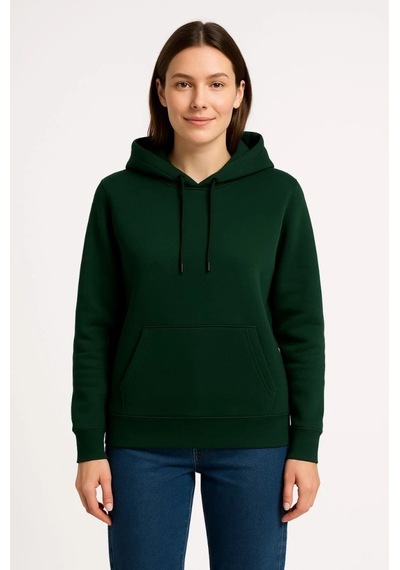 Valensdesign Üç İplik Kapüşonlu Kanguru Çepli Sweatshirt Hoodie - Haki
