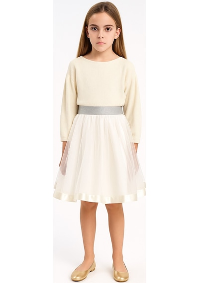 Esila Kids Kız Çocuk Etek Beyaz Renkli 4-9 Yaş