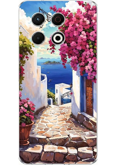 Tecno Spark 30 Pro Uyumlu Ege'nin Kayıp Sokakları Baskılı Silikon Kılıf Renkli