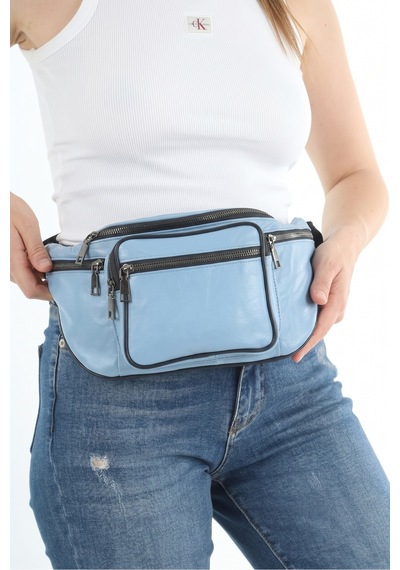 Nahitatyana Unisex Bebe Mavisi Çok Cepli Hakiki Deri Freebag Bel Çantası Ve Omuz Çantası Bebe Mavisi - 121763658 Bebe Mavisi