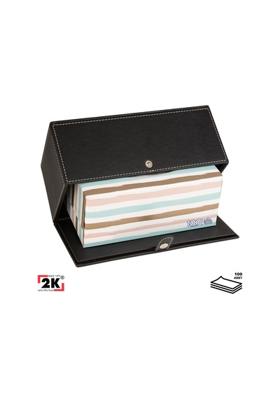 2k Premium Tasarım Vegan Deri Mendil Ve Peçete Kutusu Maksi Boy Peçetelik Ofis Ev Hediyelik Masa Üstü Aksesuar 24x13x10 Cm. Siyah