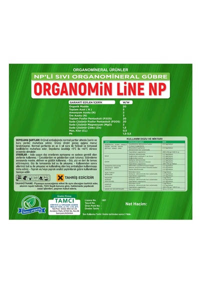 Organomin Line NP Sıvı Organomineral Gübre 1 L