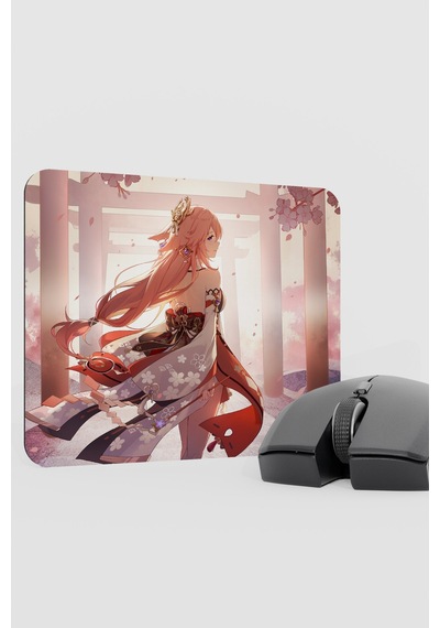 Yae Miko Genshin Impact Anime Gacha V2 - 22x18 Gaming Mouse Pad Fare Altlığı