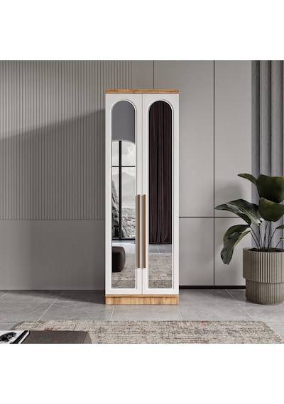 Flora 2 Kapaklı Aynalı Komple Mdf Gardırop - Elbise Dolabı Flora 2 Kapaklı Aynalı Komple Mdf Gardırop - Elbise Dolabı