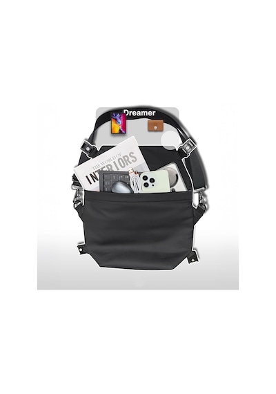 Lenyes Lb562 Dreamer Crossbody Serisi Su Geçirmez Deri Tasarımlı Çapraz Vücut Çantası Siyah Siyah