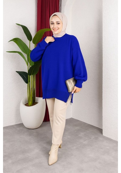 Hira Life Fashion Kadın Testtür Giyim Bisiklet Yaka Yırtmaçı Taşlı Ve Balon Kollu Oversize Şık Triko Tunik Mavi Mavi Hira Life Fashion Kadın Testtür Giyim Bisiklet Yaka Yırtmaçı Taşlı Ve Balon Kollu Oversize Şık Triko Tunik Mavi Mavi