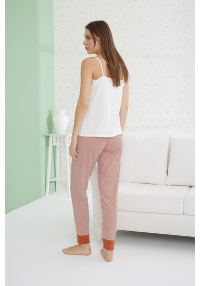 Siyah İnci Pamuklu Ip Askılı Pijama Takım Çok Renkli