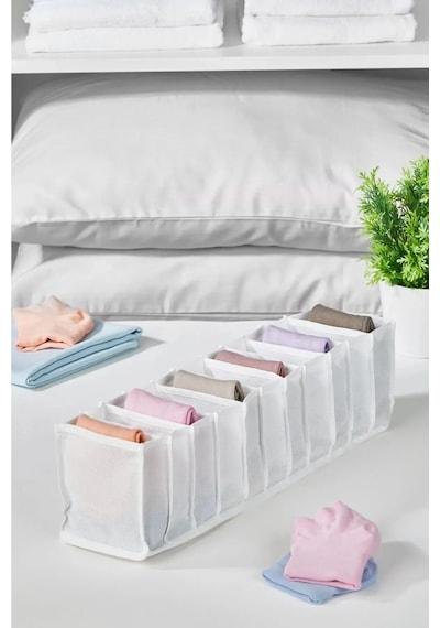 11 Bölmeli Dolap İçi Small Beyaz Renkte Organizer Kumaş Beyaz Tr Diğer