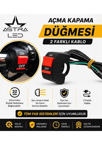 1 Adet Açma Kapama Anahtarlı Off Road Arazi Aracı Ve Motosiklet Uyumlu 3 İnç Amber Sarı Renk Çalışma Ve Sis Lambası