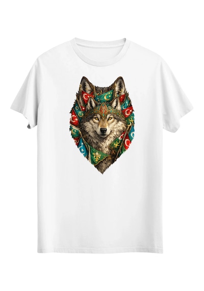 Bigohobi Kurt Desenli Dijital Baskılı Unisex Tshirt, Günlük Kullanıma Uygun Regular Tshirt Beyaz