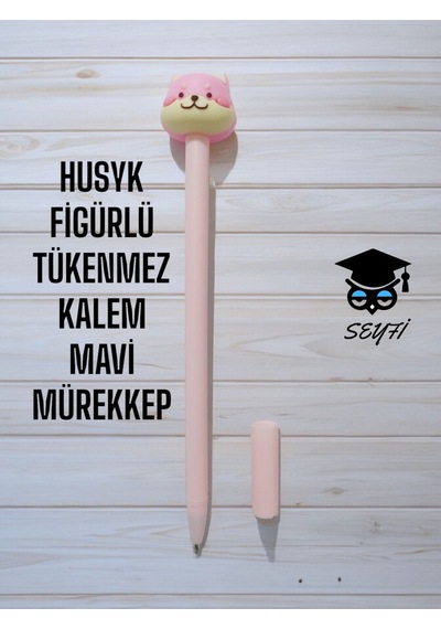Husyk Figürlü Tükenmez Kalem Mavi Mürekkep Siyah