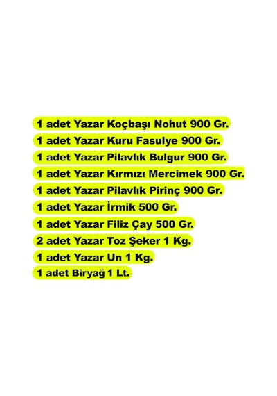 Yazar Ramazan Paketi 10'lu 9500 G