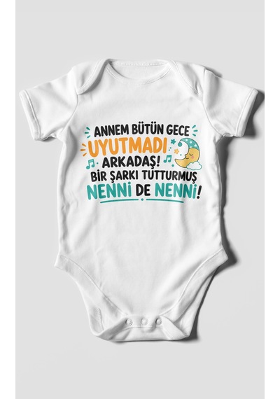 Morivokids Anneye Özel Kısa Kollu Bebek Body %100 Pamuk Zbn194-kk Beyaz