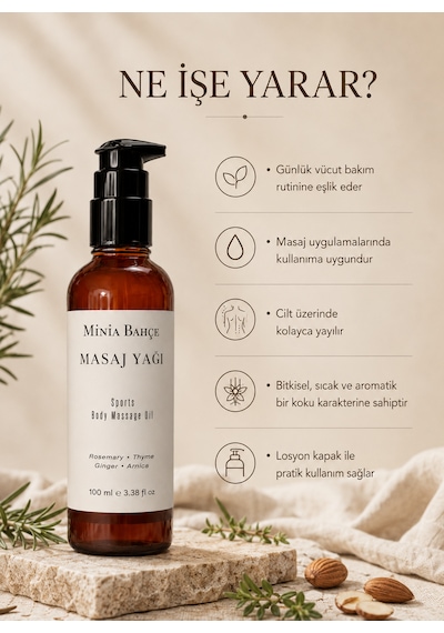 Minia Bahçe Sports Masaj Yağı - 100 Ml