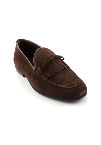 Kahve Hakiki Deri Erkek Loafer Ayakkabı E01594034702 Kahve