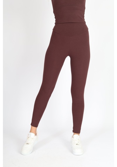 Soft&Basic Kadın 2'li Fit Toparlayıcı Ve Esnek Premium Kumaş Siyah-Kahverengi Tayt Siyah-kahverengi