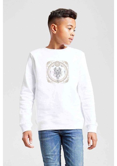 Tshirthane Burç Akrep Scorpio Baskılı Unisex Çocuk Beyaz Sweatshirt Beyaz