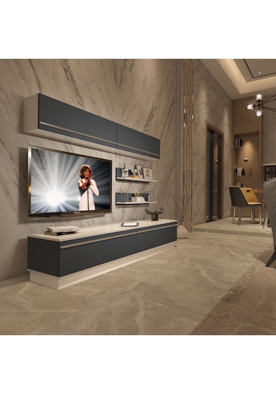Decoraktiv Eko 5b Mdf Std Tv Ünitesi Tv Sehpası Beyaz - Antrasit