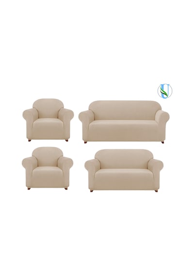 Likrali Koltuk, Kanepe, Çekyat Örtüsü Lastikli, Pitikare Desen 3+2+1+1 Takım Vizon - 625061797 Vizon